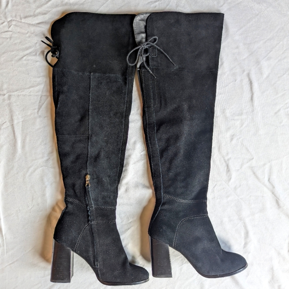 Black Leather Steve Madden Thigh High Boots
